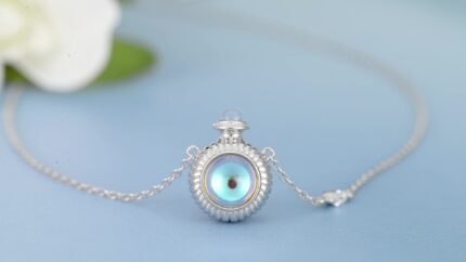 69.Aqua Lens Perfume Bottle Necklace