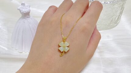 11.Jade Four-Leaf Clover Necklace