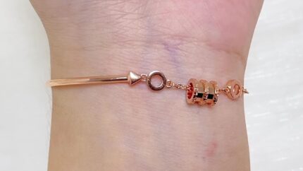 12.Rose Gold Barrel Charm Bracelet
