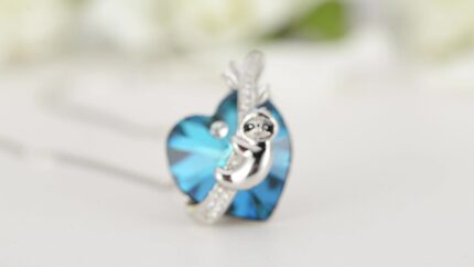 63.Sloth Heart Crystal Necklace