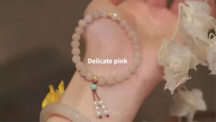 99.Lotus-Pink Hetian Jade Pearl Tassel Bracelet